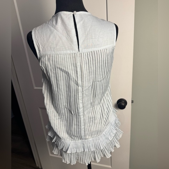 REISS Florrie Eyelet Detailed Sleeveless Blouse ruffled high low pleated tie - Picture 5 of 10